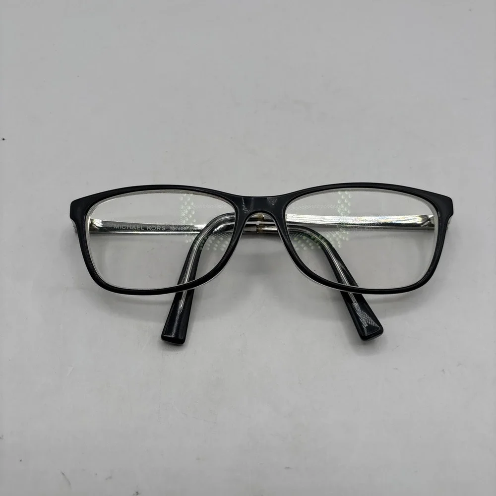 Michael Kors Black Clear Wayfarer Frames- Silver Temples MK4017 Nevis 55 16‎ 135